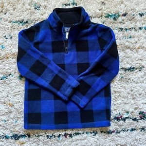 The Children’s Place Blue and Black Buffalo Plaid Fleece 1/4 Zip Pullover